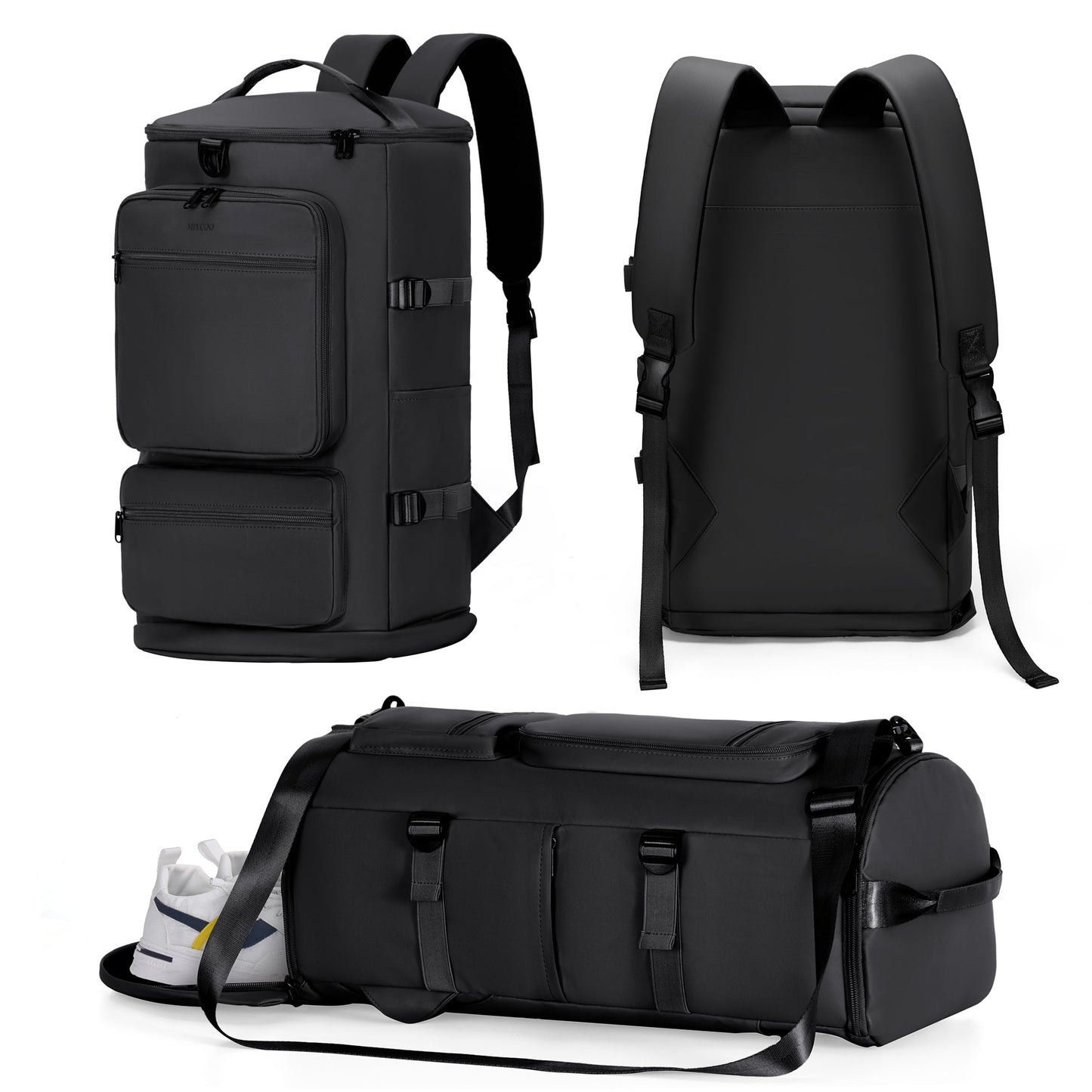 3 in 1 Duffle Bag and Gym Backpack, Black