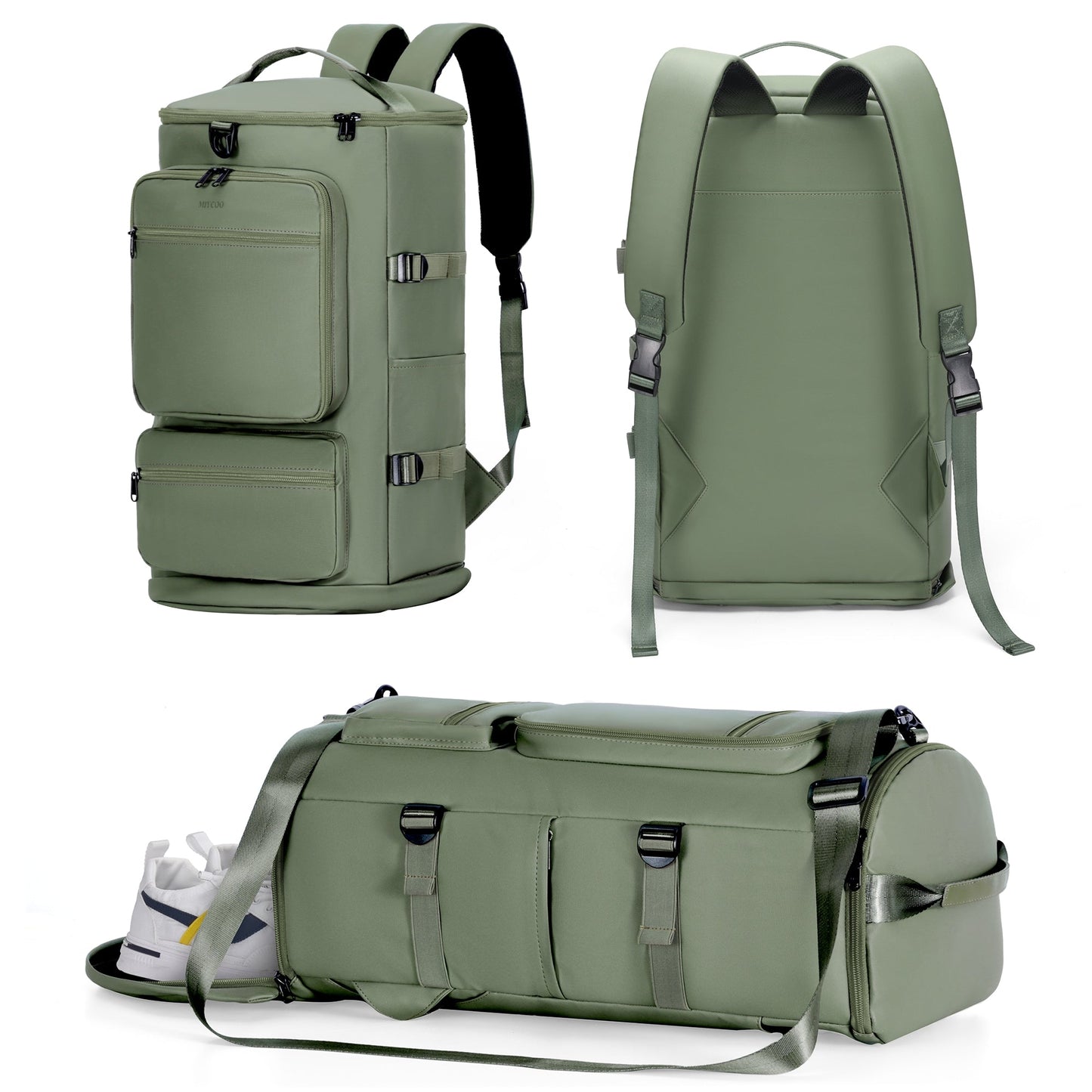 3 in 1 Duffle Bag and Gym Backpack, Green