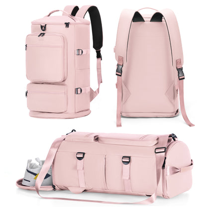 3 in 1 Duffle Bag and Gym Backpack, Pink