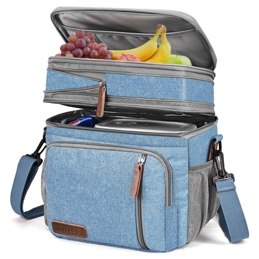 Double Deck Lunch Bag & Lunch Box, Blue