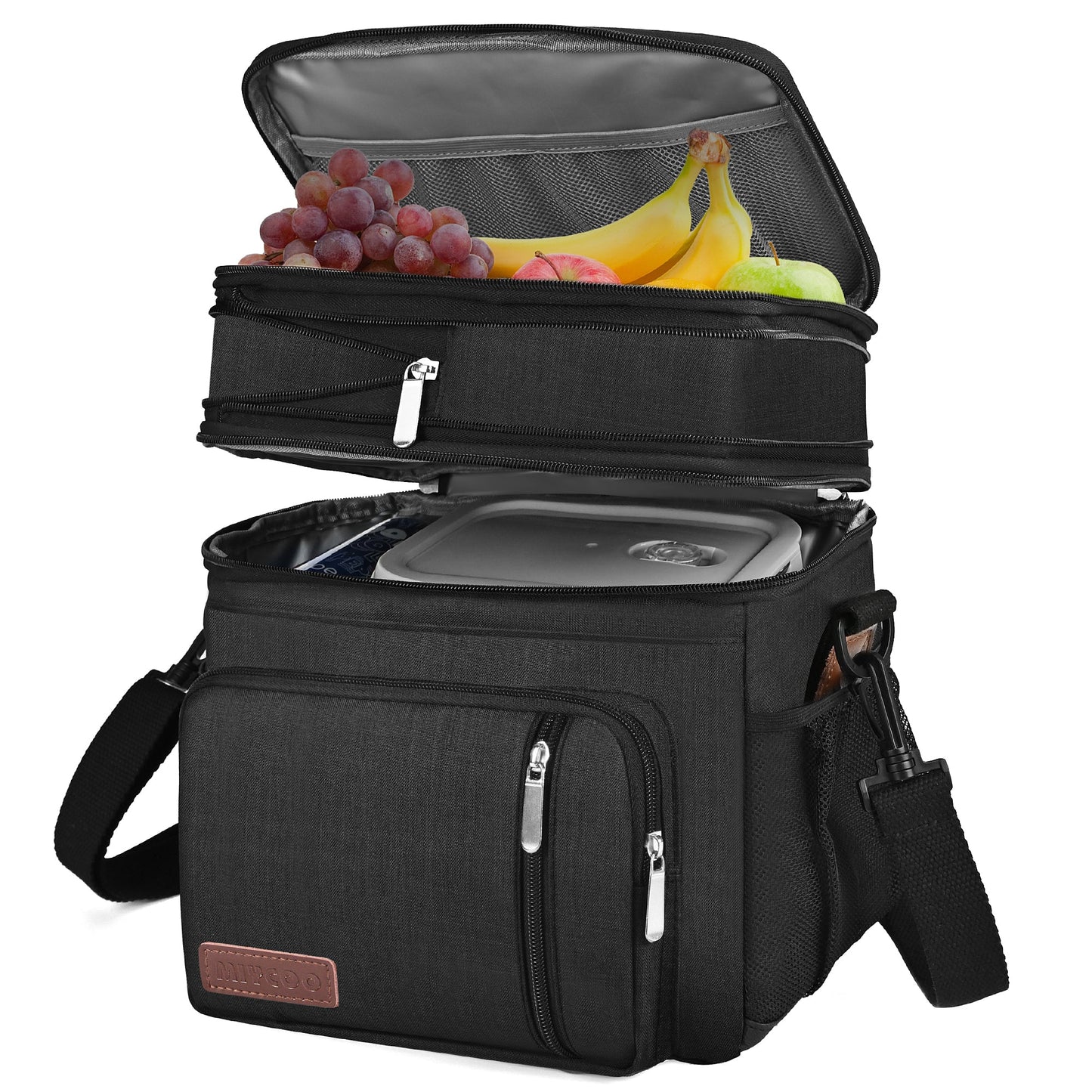 Double Deck Lunch Bag & Lunch Box, Black