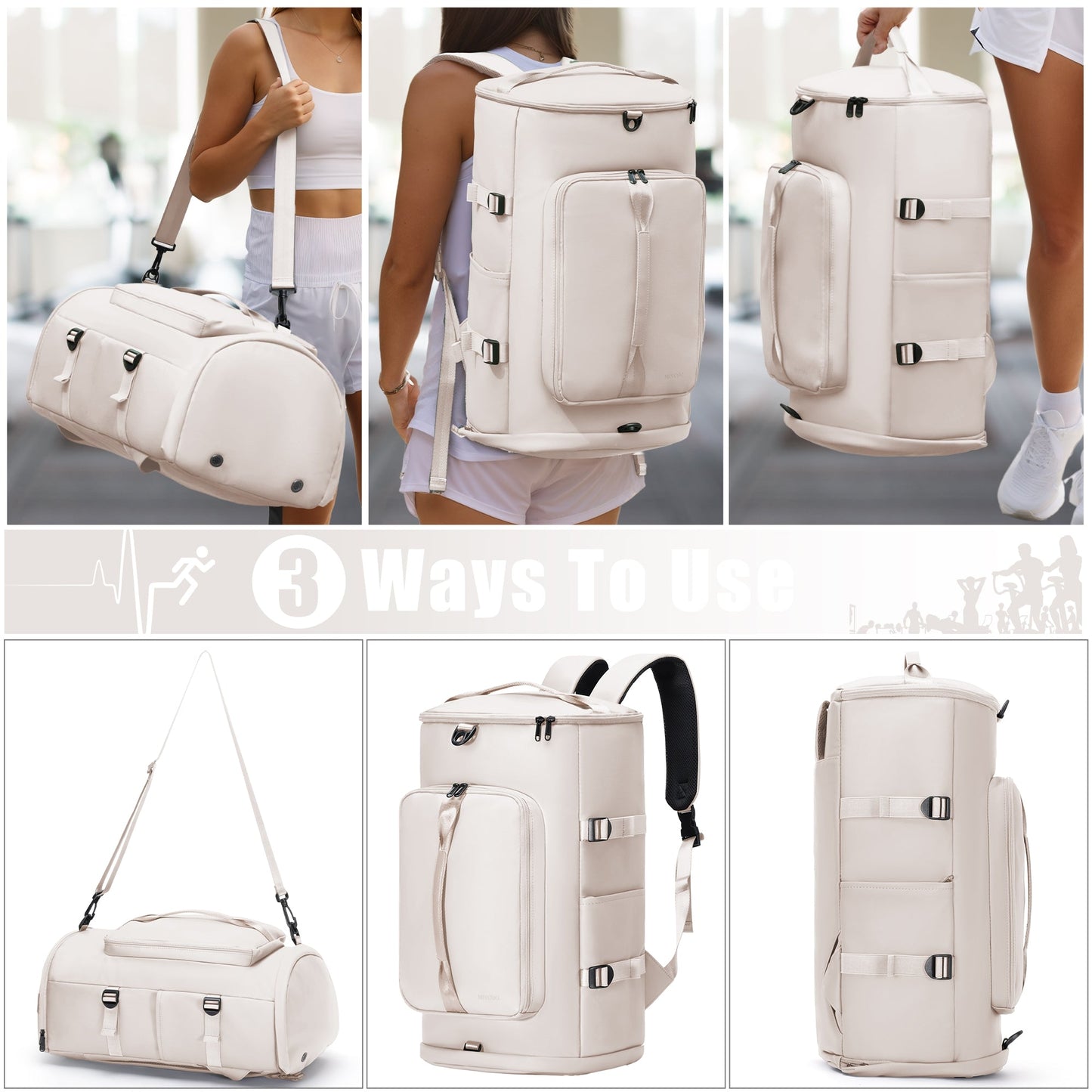 Gym Bag for Men and Women,Beige