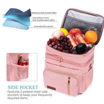 Double Deck Lunch Bag & Lunch Box, Pink