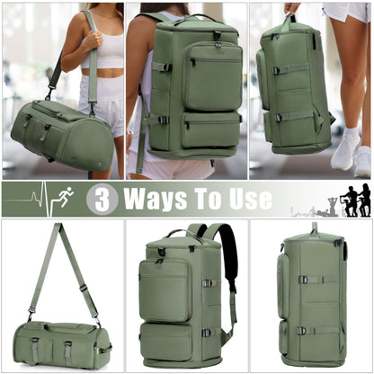 3 in 1 Duffle Bag and Gym Backpack, Green