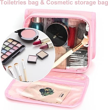 Travel Toiletry Bag for Women and Men, Pink