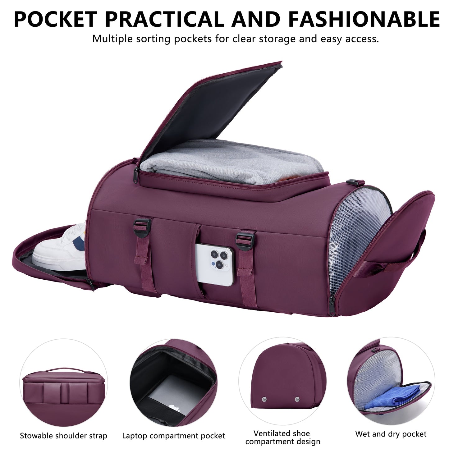 Gym Bag for Men and Women, Purple