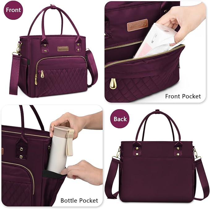 Lunch Bag Lunch Box Women with 2 Ice Packs, Purple