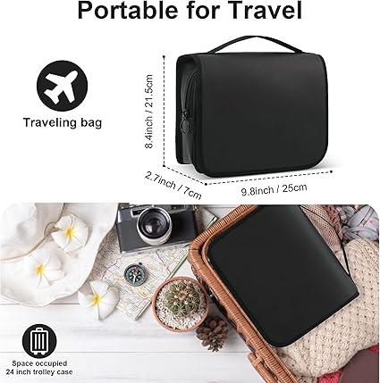 Travel Toiletry Bag for Women and Men, Black