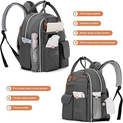 Diaper Bag Backpack ,Grey