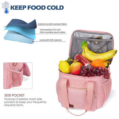 Insulated Lunch Bags for Women Men (Pink, 12L)