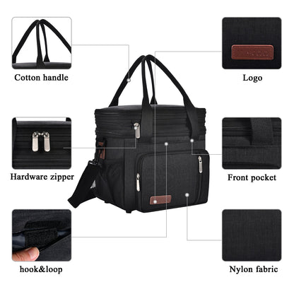 Double Deck Lunch Bag & Lunch Box, Black