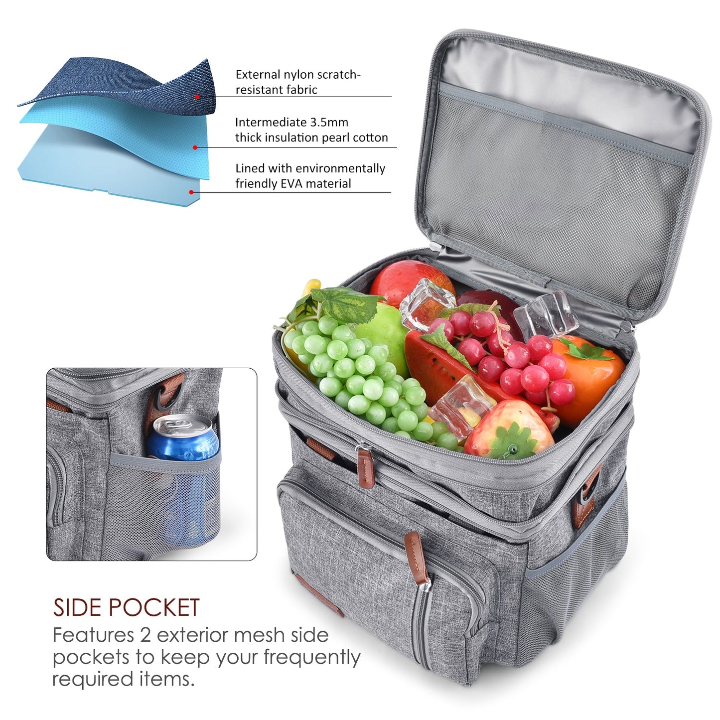 Double Deck Lunch Bag & Lunch Box, Grey