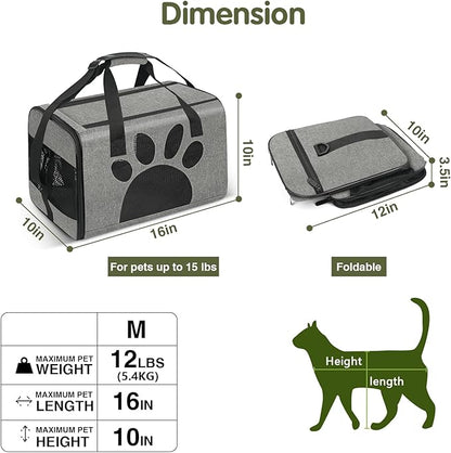 Cat Carrier, Dog Pet Carrier for Small Medium Cats Puppies up to 12 Lbs