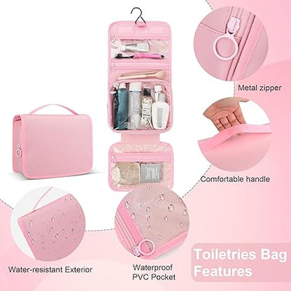 Travel Toiletry Bag for Women and Men, Pink