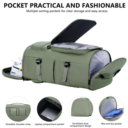 3 in 1 Duffle Bag and Gym Backpack, Green