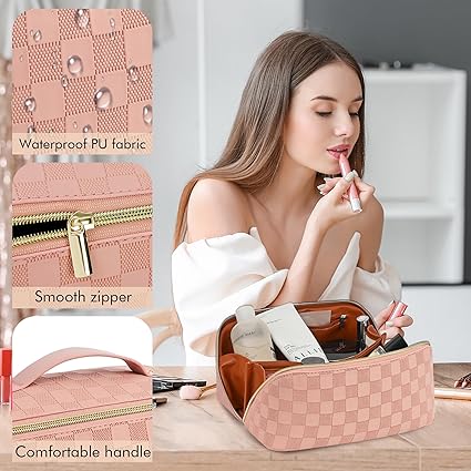 Makeup Bag, Large Capacity Travel Cosmetic Bag for Women