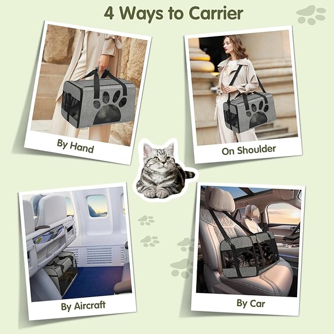 Cat Carrier, Dog Pet Carrier for Small Medium Cats Puppies up to 12 Lbs