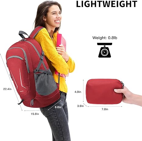 Ultra Lightweight Packable Backpack for Travel, Red