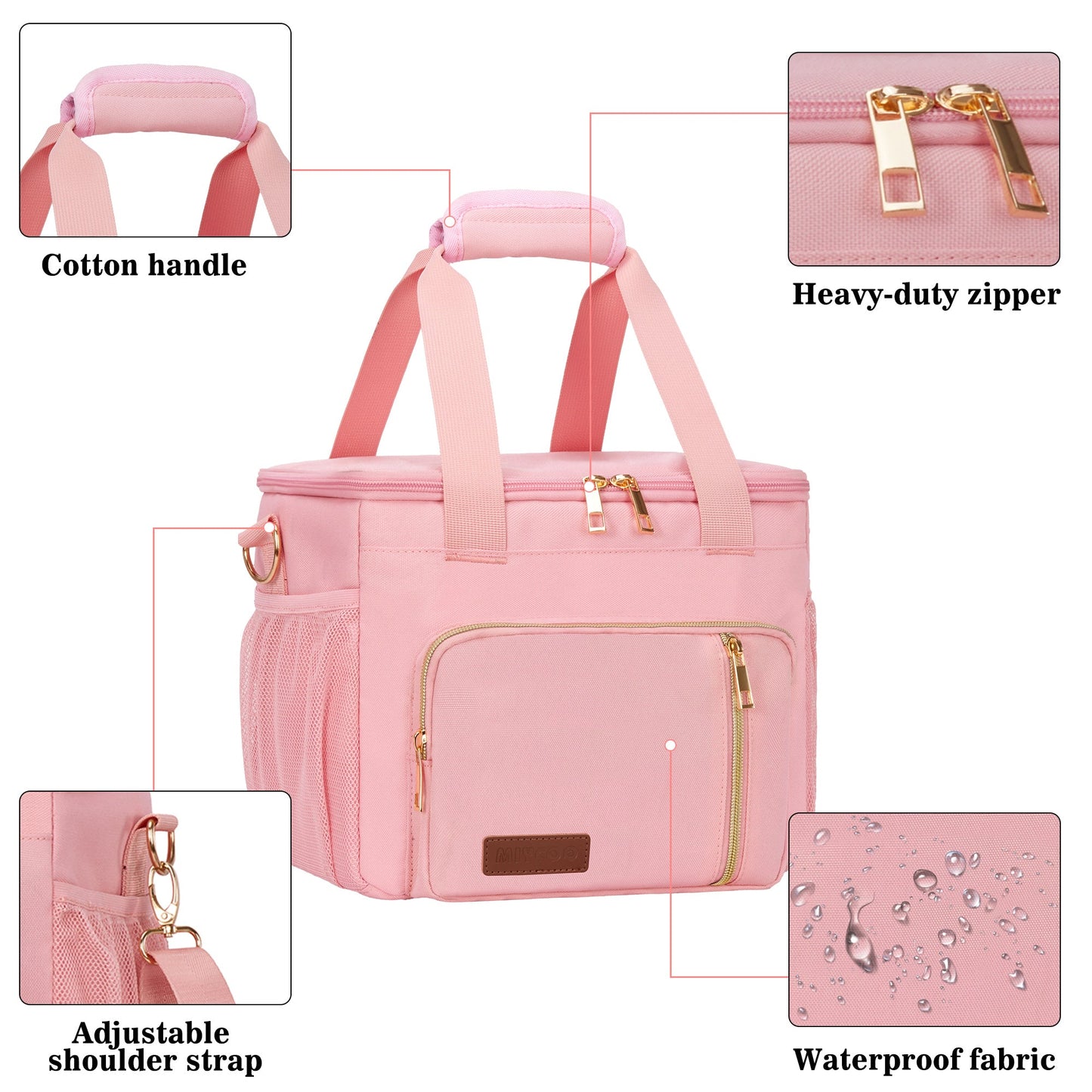 Insulated Lunch Bags for Women Men (Pink, 12L)