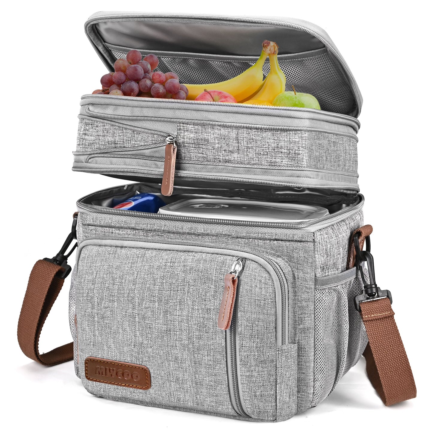 Double Deck Lunch Bag & Lunch Box, Grey