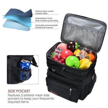 Double Deck Lunch Bag & Lunch Box, Black