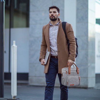 Double Deck Lunch Bag & Lunch Box, Grey