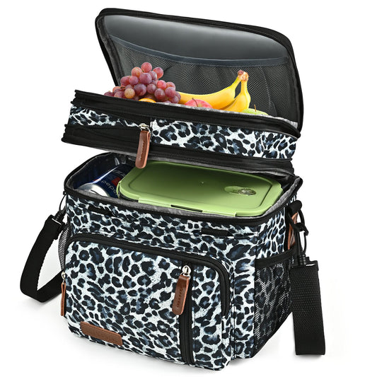 Double Deck Lunch Bag & Lunch Box, Leopard Print